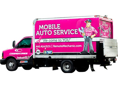 Mobile Auto Service Pink Work Truck Remote Mechanic